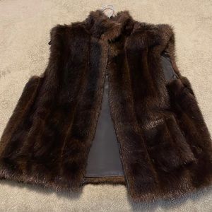 Custom Bown/black fur vest.